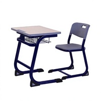 Ensemble de bureau et chaise d'école en métal confortable pour les étudiants, tables et chaises d'étude