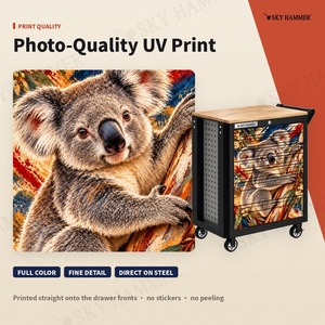Gabinete de Herramientas Rodante SKY HAMMER con 7 Cajones, Diseño Australiano con Estampado UV de Canguro y Koala, Caja de Herramientas para Garaje con Cerradura y Ruedas - Product Image 3