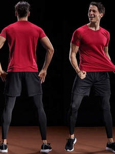 Men's Quick Dry Custom Sports <b>Tshirt</b> Knitted <b>Polyester</b>/Cotton Fabric Mesh Design - Product Image 2