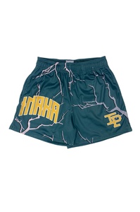 Shorts de basketball unisexe sur mesure style américain, taille mi-haute, avec logos, pour l'été, en maille large, tendance, en soie glacée, tricoté élastique - Product Image 2