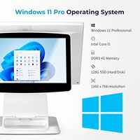 Торговый автомат Volcora для ресторанов, для малого бизнеса, Windows 11 Pro Core I5, 15,6 "11,6", двойной сенсорный экран белого цвета