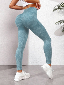 Sin costuras lavado tejido absorción de humedad Sexy Hip Lift melocotón cadera transpiración Fitness medias pantalones de Yoga - Product Image 4