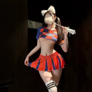 Ensemble de <span class=keywords><strong>lingerie</strong></span> sexy pour cosplay de supporter de football, tenue de pom-pom girl, ensemble gainant tissé ODM, style pur et séduisant Qqny - Product Image 5