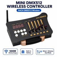Pengontrol DMX Nirkabel DMX512 54CH Konsol Jangkauan 500M Bertenaga Baterai Isi Ulang untuk Pencahayaan Panggung LED Pesta DJ