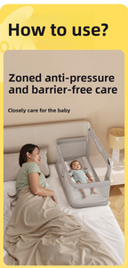 เตียงเด็กอ่อนแบบพกพา 3 in 1 พับได้ ระบายอากาศดี พร้อมแผงกั้นป้องกันแรงกด สำหรับใช้ข้างเตียงผู้ใหญ่ - Product Image 4