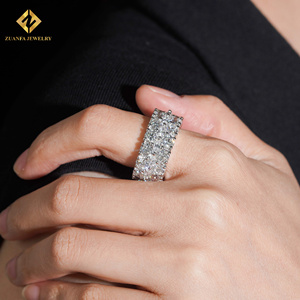 Anillo de Eternidad para Hombre con Tres Hileras de Piedras, Joyería de Lujo para Boda, Plata S925, Diamantes Cultivados en Laboratorio con Forma Redonda y Marquesa, Certificado IGI - Product Image 4