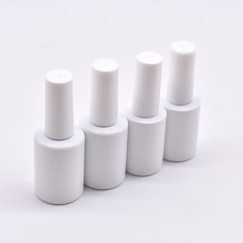 White Cylinder Customizable Labels OEM Custom Nail Gel Polish Glass Bottle