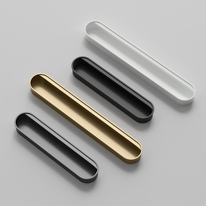 Minimalist Uzun Oval Alüminyum Alaşımlı Gömme Kulp, Gardırop Çekmece Dolabı için Görünmez Gömülü Çekme Kolu - Product Image 2