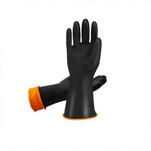 Gants de travail industriels en caoutchouc imperméables de haute qualité, noirs, avec poignet élastique, 12 pouces, sans poudre, pour la protection des mains et des bras, OEM - Product Image 5