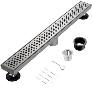 Drain de douche linéaire moderne de 10 pouces, nickel brossé, grille amovible, acier inoxydable 304, installation facile, nettoyage (base de drain non incluse) - Product Image 1