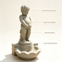 Fontaine en pierre avec statue d'enfant, style européen, décoration de jardin, villa, intérieur, extérieur