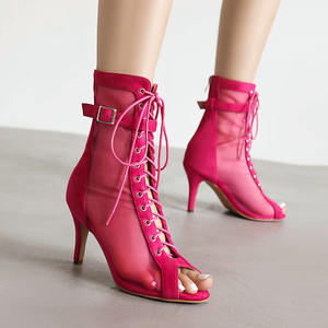 Profession chaussures de danse latine femme daim maille Ventilation salle de bal Salsa bottes pour filles fond souple pratique Jazz bottes latines - Product Image 4