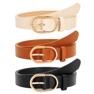 Cinturón de Moda Casual para <span class=keywords><strong>Mujer</strong></span>, Hebilla Ovalada de Aleación, Diseño Cuadrado, 2.9cm de Ancho, 105cm de Largo, Cinturón de Cuero PU - Product Image 2