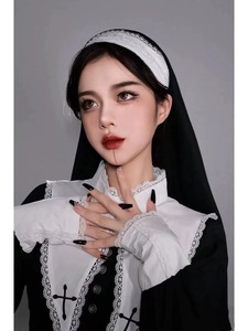 2024 di Halloween abito Sexy a vita alta abito da <span class=keywords><strong>suora</strong></span> scuro tubino nero - Product Image 5