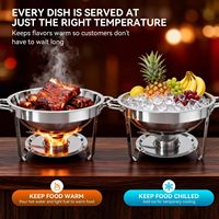 Ensemble de réchauds de buffet 5QT en acier inoxydable doré et argenté, comprenant des réchauds ronds avec couvercles en verre, pour hôtels, restaurants et réceptions, pour maintenir les aliments au chaud