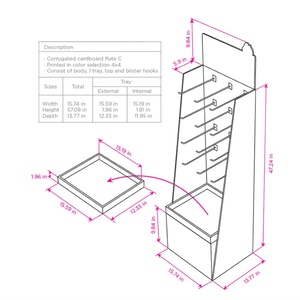 Expositor de Piso de Cartón Plegable Personalizado y Ecológico para Tiendas Minoristas con Gancho y Panel Perforado para Promoción - Product Image 5