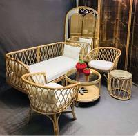 Outdoor-Events Hochzeits-Lounge Garten-Sofa-Set Beige Rattan 2 Stühle 1 Bank 1 Kaffeetisch Terrassenmöbel Wohnzimmer Hotel-Nutzung