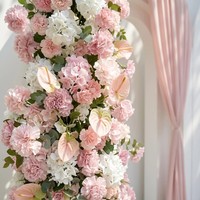 Décorations florales en colonne blanc-rose, fleurs pour arrière-plans de mariage, arrangements floraux pour allées, arrangements floraux pour événements