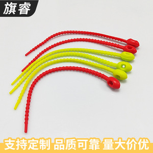 Silicone Cable Tie Reusable Binding Rope For Data Cable Storage Red And Green Color - Product Image 4