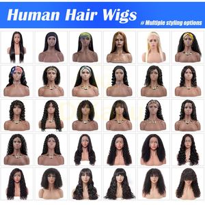 Perruques Wignee en cheveux humains brésiliens Remy, ondulées naturelles, avec frange, pour femmes, densité 150%, sans colle, dentelle transparente - Product Image 6