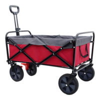 Chariot de camping pliable OEM, chariot utilitaire en métal à quatre roues, chariot pliable grande capacité pour la plage, le pique-nique, le jardin
