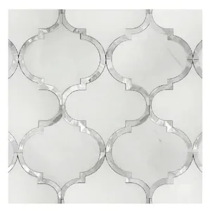 Arabesque Shell Perlmutt Fliesen Mix Laterne Weiß Wasserstrahl Marmor Mosaik
