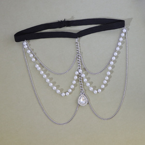 Chaîne de cuisse pour femme avec pendentif goutte d'eau en perles, cristaux et strass, bijou de corps, accessoire de mode pour soirée - Product Image 2