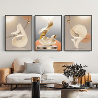 3 pcs/set Posters imprimés sur toile abstraite Sculpture tridimensionnelle Céramique Art mural Poster Abstraits modernes Peintures murales