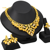 Joyería nupcial Arabia Saudita chapado en oro collar anillo pendientes pulsera anillo árabe mujeres boda joyería conjunto