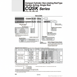 SMC Pneumatics Cylindre CQSKB12-5D compact Pièces pneumatiques de haute qualité - Product Image 1
