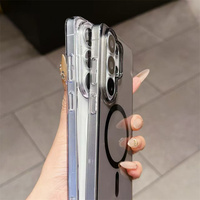 Coque de téléphone de luxe transparente en PC rigide pour Samsung S26 Ultra S25 S24 S23 S22 S21 S22, et coque magnétique transparente pour iPhone 17 Pro Max
