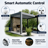 Pergola motorisée automatique à lames orientables en aluminium avec capteur pluie-vent, imperméable, pour patio, jardin, villa, usage commercial