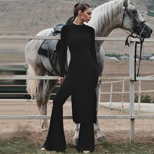 O collo a manica lunga in maglia <span class=keywords><strong>con</strong></span> <span class=keywords><strong>spacco</strong></span> a righe abiti da donna <span class=keywords><strong>pantaloni</strong></span> <span class=keywords><strong>lunghi</strong></span> set Casual abbigliamento Casual inverno abbigliamento Casual - Product Image 4