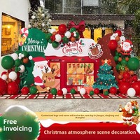 Kit de ballons de Noël personnalisé moderne avec toile de fond en panneau KT, impression numérique, imperméable, réutilisable, pour centre commercial, maternelle, fête de Noël, fête photo