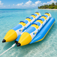 Bateau banane gonflable à double tube et double rangée avec sièges antidérapants et poignées de sécurité pour sports nautiques