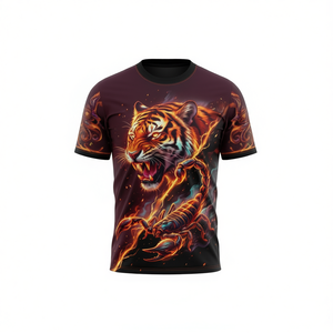 Maglietta personalizzata Tiger Scorpion Fire Fantasy AOP con design del nome personalizzato - Product Image 2