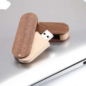 Вращающийся деревянный флеш-накопитель <span class=keywords><strong>USB</strong></span> с логотипом на заказ, 8 ГБ, 16 ГБ, 32 ГБ, 64 ГБ, 128 ГБ, с бесплатной лазерной гравировкой - Product Image 2