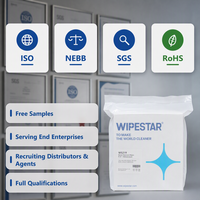 WIPESTAR Lingettes de nettoyage matelassées 2 plis en polyester 240g, bords thermosoudés au laser, haute absorption, pour salle blanche Classe 100