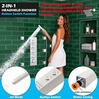 Système de douche LED double jet Honajo 16"x32" avec pommeau de douche inclinable 2-en-1 de 6 pouces et 6 jets latéraux, ensemble robinetterie thermostatique