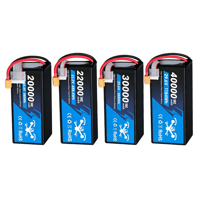 Ultra High Capacity 6S 22.2V 29.6V Lipo Battery 20Ah/22Ah/30Ah/40Ah Semi-Solid State for Extended Flight Time of Large Drones