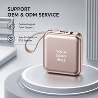 Angepasste Mini Tragbare 10000 mAh Li-Polymer Akku Powerbank mit Eingebautem Geflochtenen Kabel PD 22,5W Schnellladung LED-Anzeige Typ-C