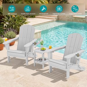 Silla Adirondack Portátil Gris Plateado con Portavasos - Sillas Adirondack de Material Compuesto HDPE, Resistentes al Agua, para Exteriores, para Todo Tipo de Clima - Product Image 2