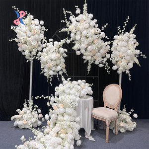 Ensemble de décoration d'arche de fleurs artificielles en soie réaliste crème blanche luxueuse, parfait pour les arrangements floraux de fête de mariage - Product Image 1