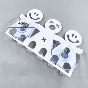 Bathroom Suction Single Tier PE Plastic Folding Pot Wall Mount Multifunction 5 Position Toothbrush Holder Rack Funny Smiling - Product Image 4