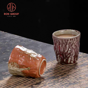 Taza <span class=keywords><strong>Japonesa</strong></span> Vintage Hecha a Mano de Cerámica <span class=keywords><strong>sin</strong></span> <span class=keywords><strong>Asa</strong></span> con Esmalte de Horno, Apta para Alimentos, para Uso Comercial en Bares de Sushi, Cafeterías y Tiendas de Té - Product Image 2