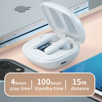 Earbud TWS LB-518 nirkabel, headphone Bluetooth dengan kontrol sentuh LED mikrofon indikator baterai untuk bermain game