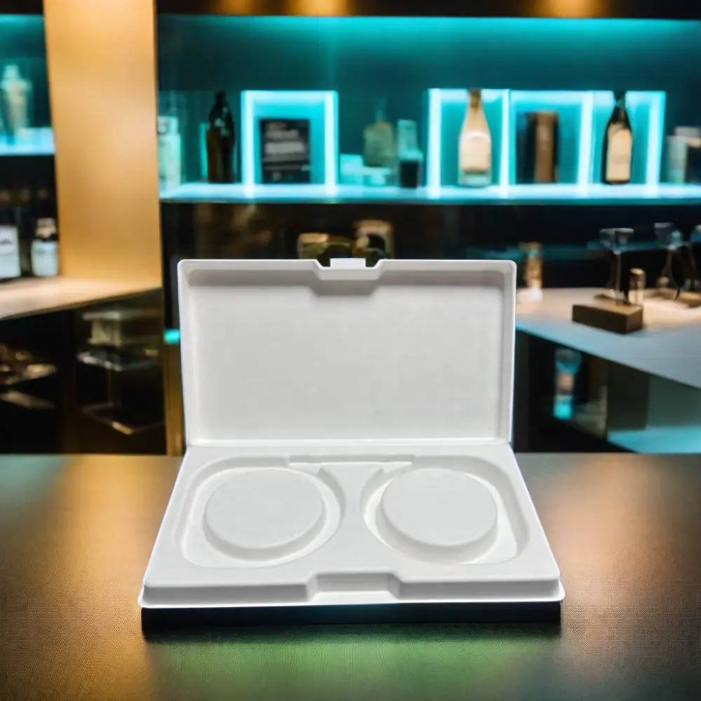 안경 퇴비화 가능한 Bagasse 펄프 재료 일회용 맞춤형 로고 인쇄용 생분해 물집 펄프 성형 포장