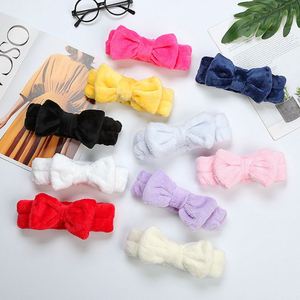 Leopard Print Coral Fleece Face Wash Headband Women Velcro Wide Brim Bow <b>Plush</b> Hair Band Cute Skincare Makeup Spa Hair Hoop - Product Image 3