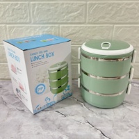 Edelstahl Bento Lunchbox Niedlicher Thermobehälter Zweistöckig 3,1-4L Fassungsvermögen Vier Fächer Tragbar Luftdicht Verschließbar
