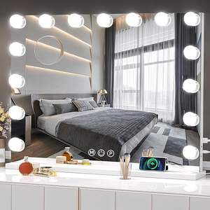 Luxueux miroir de chambre à coucher moderne 12 ampoules Infinity lumière LED <span class=keywords><strong>coiffeuse</strong></span> en verre de vanité avec miroir hollywoodien - Product Image 5
